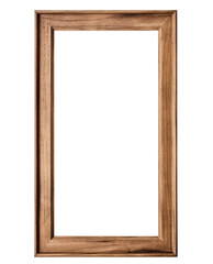 Brown wooden vertical frame isolated on transparent background