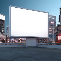 Fototapeta na wymiar City of the future displayed on a blank billboard's canvas