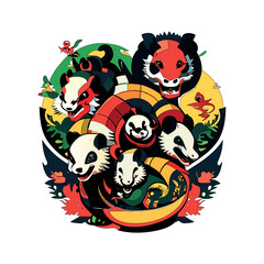 a mix of dragons and pandas - 007