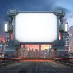 Blank billboard featuring a futuristic urban panorama