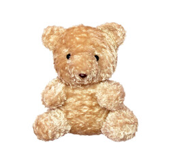 Brown teddy bear baby toy isolated on transparent background.PNG format