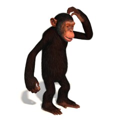 Illustration of a realistic 3D rendering of a cartoon 3D monkey