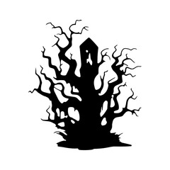 Fototapeta na wymiar Haunted Tree Black Shadow Scary Horror 
