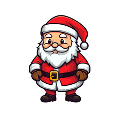 Cute Santa Claus cartoon character illustration on transparent background. Digital illustration generative AI.
