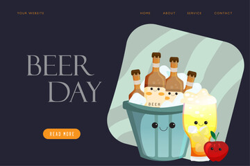 World Beer Day Vector Illustration , Landing page Template 