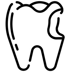 cavity tooth outline vector icon