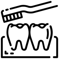 tooth brushing outline vector icon