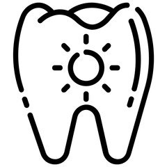 tooth hot pain outline vector icon