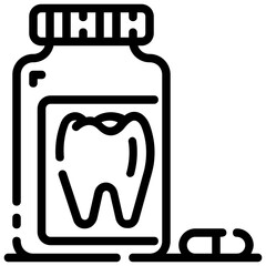 tooth pill outline vector icon