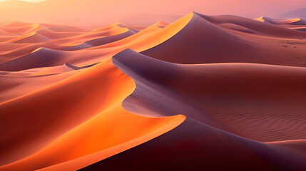 Fototapeta na wymiar desert landscape with sand being shaped into sharp dunes by the wind.