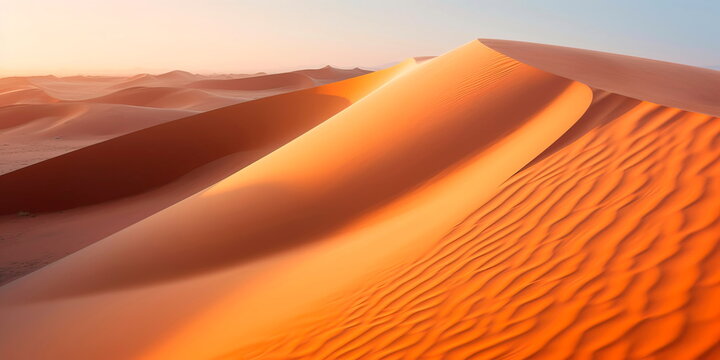 desert landscape with sand being shaped into sharp dunes by the wind. © Лилия Захарчук
