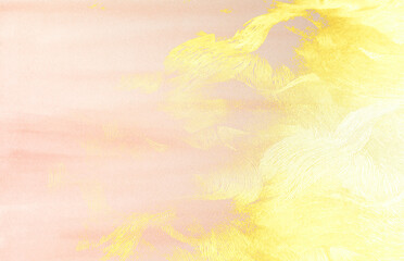 金色のブラシのストローク　背景は水彩のテクスチュア（アブストラクト） - 618987681
