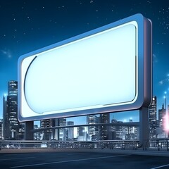 A blank billboard overlooking a high-tech city