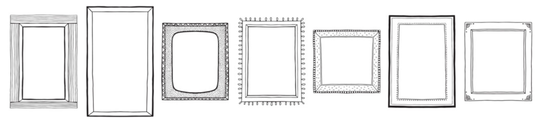 Hand drawn doodle clipart photo frames vintage borders - 618988244