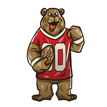 Bear Mascot As a American Football Player - Vector