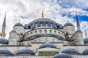 Fototapeta na wymiar Blue Mosque Dome Minarets Istanbul Turkey