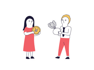 企業の株を買う個人投資家の女性