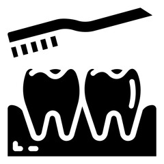 tooth brushing glyph vector icon