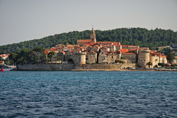 Fototapeta na wymiar Scenic view of Korcula town on Adriatic sea, Croatia
