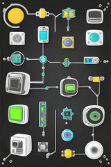 social network icons clips art, graphics resources, technology concept, AI generative