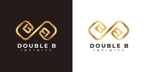 Letter B Infinity Logo design and Premium Gold Elegant symbol for Business Company Branding and Corporate Identity © DesignWinn