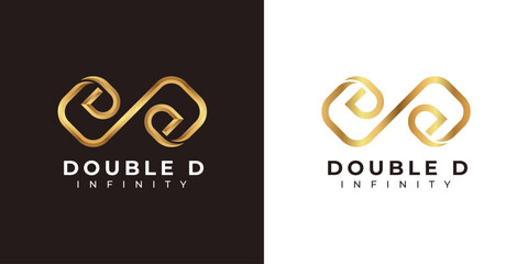 Letter D Infinity Logo design and Premium Gold Elegant symbol for Business Company Branding and Corporate Identity