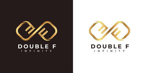 Letter F Infinity Logo design and Premium Gold Elegant symbol for Business Company Branding and Corporate Identity