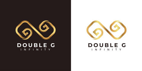 Letter G Infinity Logo design and Premium Gold Elegant symbol for Business Company Branding and Corporate Identity