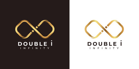 Letter i Infinity Logo design and Premium Gold Elegant symbol for Business Company Branding and Corporate Identity