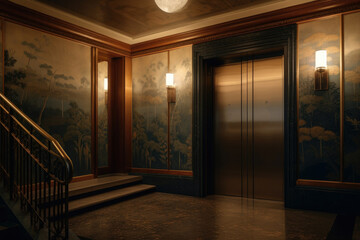 elevator interiors. generative ai, ai.