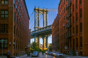 Obraz premium Manhattan bridge, cityscape of New York City in the United States of America