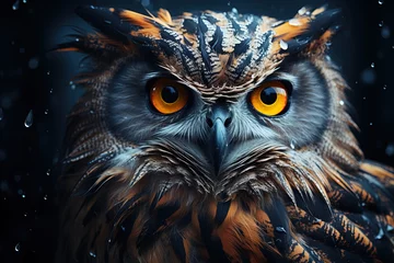 Gordijnen great horned owl portrait © Jeremy