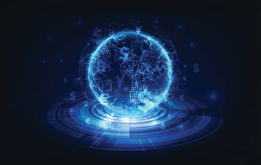 Money transfer. Global Currency. Stock Exchange. Stock vector illustration.