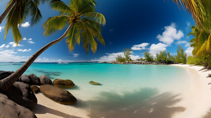 Fototapeta na wymiar beach palm sea island tropical