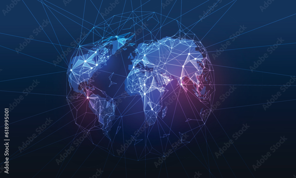 Poster global network connection. world map point and line composition concept of global business. vector i