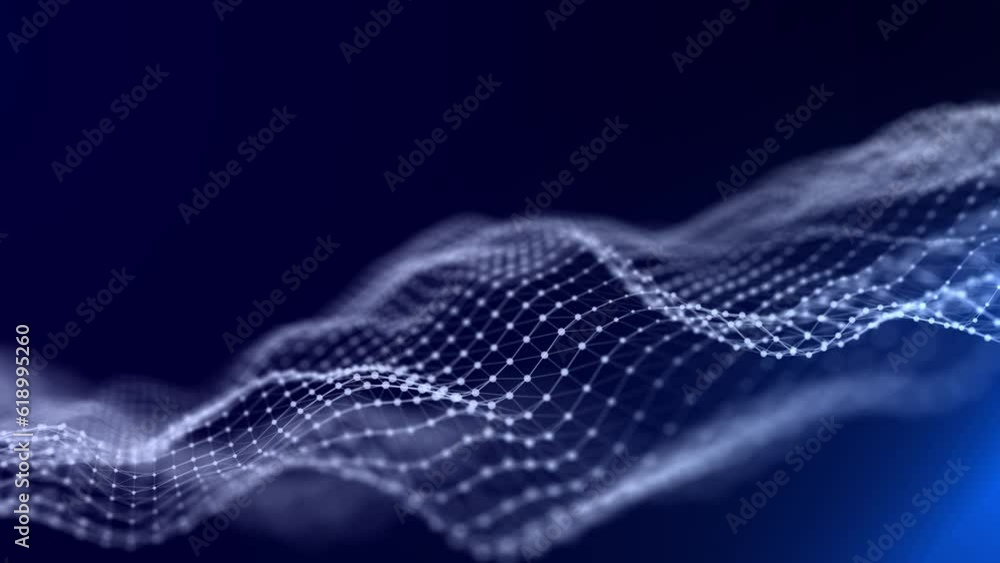 Wall mural Futuristic polygonal mesh. Abstract technology background. Big data visualization. 3D rendering. Seamless loop.