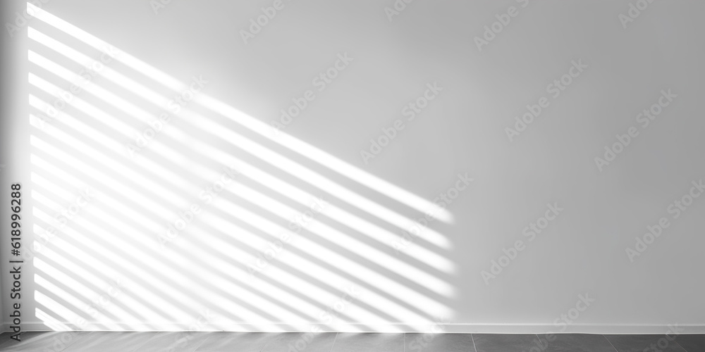 Poster white empty room with window and shadows from the sun.