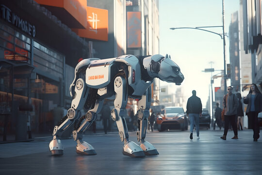 cyborg robot animal in the city