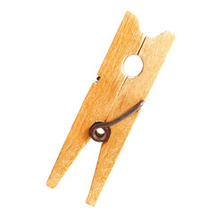 Brown wooden clothespin, transparent background