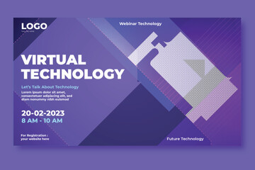 horizontal vertical webinar virtual technology and future technology metaverse conference with banner design