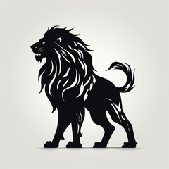 black silhouette illustration of a lion