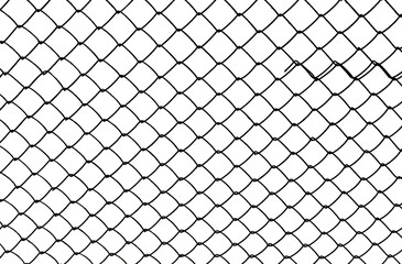 The texture of the metal mesh on a white background. Torn steel, metal mesh with holes - obrazy, fototapety, plakaty