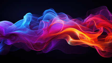 Obraz premium Abstract colored smoke on black background, in layered translucency. Generative AI.