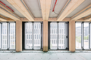 construction site of a Timber-concrete composite office building