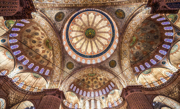 Blue Mosque Basilica Domes Stained Glass Istanbul Turkey