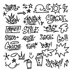 set of hand drawn doodles graffiti asset