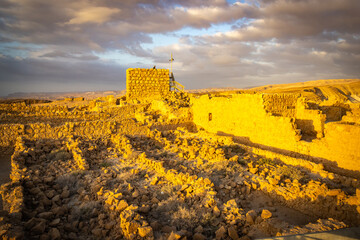 sunset at ruins of masada, israel, fortress, unesco world heritage, middle east, nobody, path