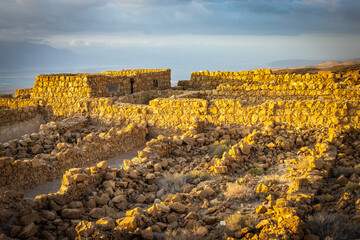sunset at ruins of masada, israel, fortress, unesco world heritage, middle east, nobody, path