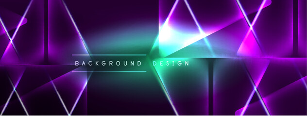 Vibrant Geometric Neon Shiny Line Background. A Bold and Stunning Display of Shapes, Lines, Colors, and Glow, Perfect for Futuristic Modern Designs, Hi-tech Presentations, Technology Web Pages