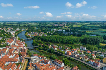 Donauwörth im Luftbild - Blick über die Wörnitz-Insel ins Donautal